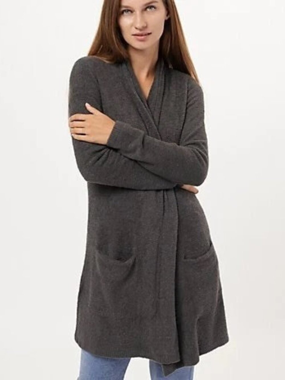 Barefoot Dreams Cozychic Lite Essential Long Cardigan Size S in Carbon